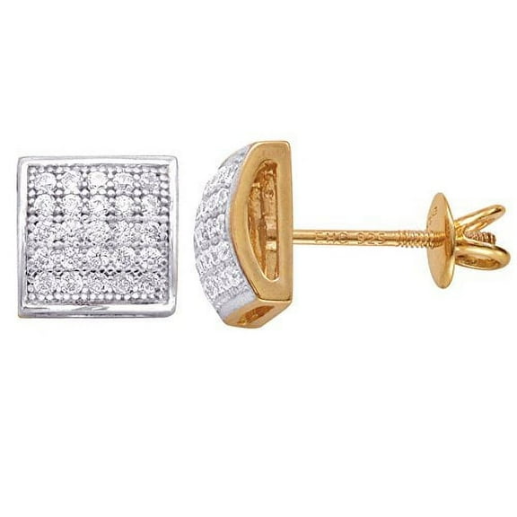 18kt Gold Over Sterling Silver Micro Pave Screwback Stud Earrings