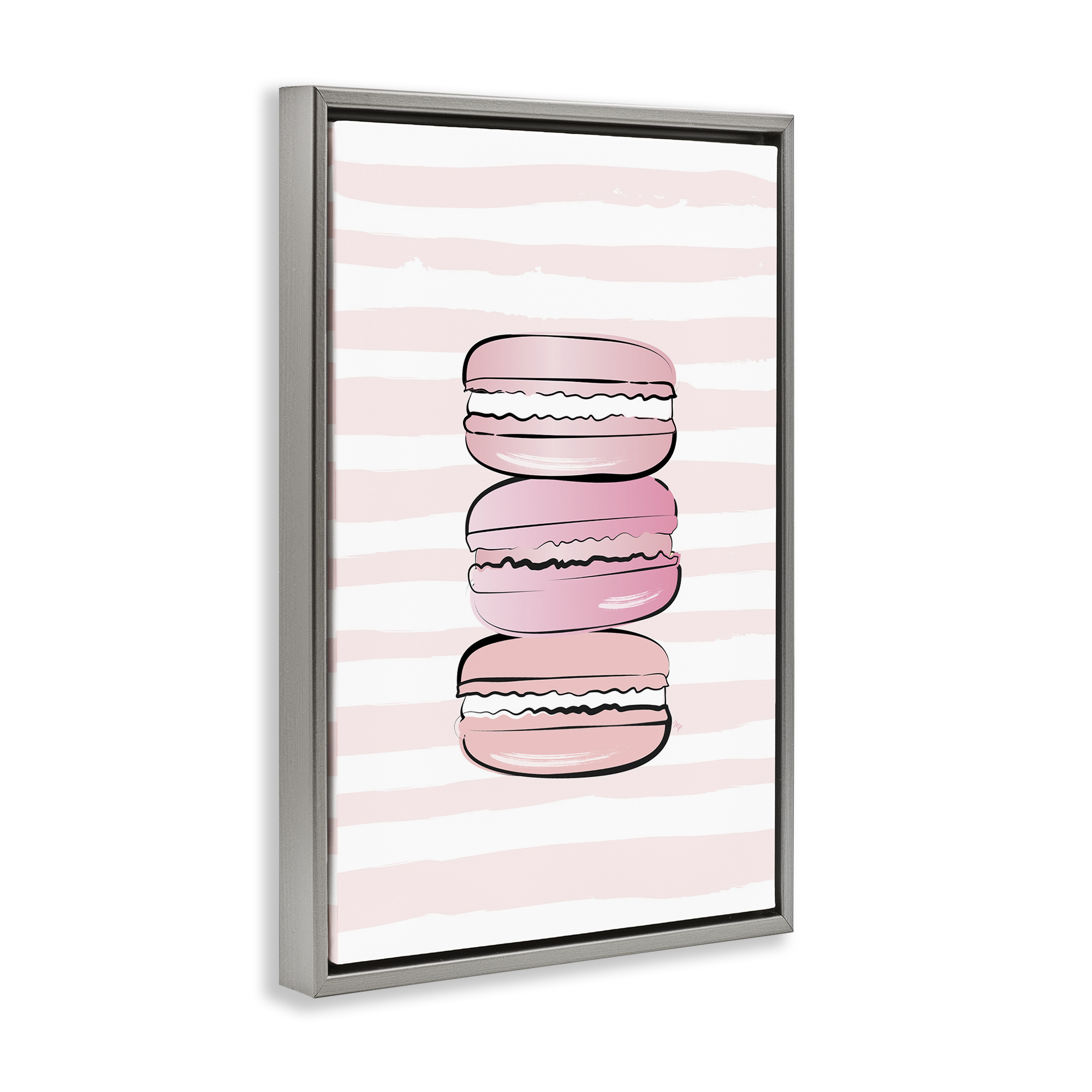 Stupell Industries Blush Pink Macarons Food & Beverage Painting Gray Floater Framed Art Print Wall Art, 17 x 25