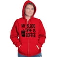 thumbnail image 3 of My Blood Type Coffee Caffeine Addict Women Plus Size Zipper Hoodie Brisco Brands 4X, 3 of 5