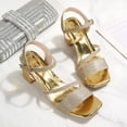 thumbnail image 5 of Modisza Chunky Heel Sandals for Women Open Toe Sparkly Wedding Party Shoes Adjustable Ankle Strap Low Block Heels Travel Sandal 6 Gold, 5 of 8