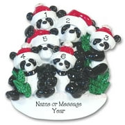 Panda Bear Family of 6 Personalized Christmas Ornament