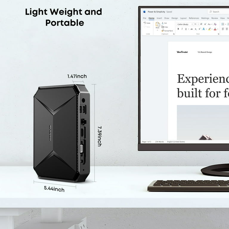 CHUWI HeroBox Mini PC Gaming Desktop Computer,Windows 11,256GB SSD 8GB RAM,  Intel 12th Gen N100 Quad Core Processor(3.4GHz),Dual WiFi/BT/Gigabit