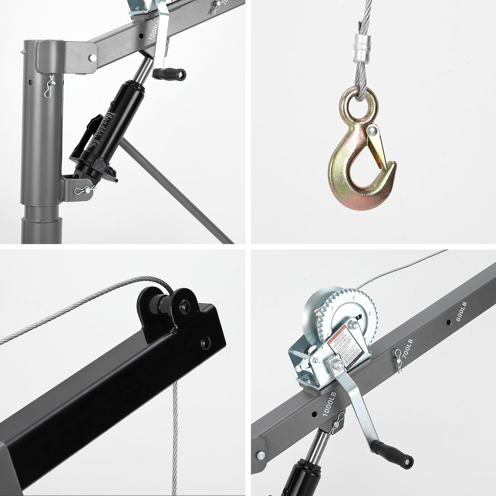 Truck Crane Hoist with 1000 lbs Capacity, Hydraulic Hitch-Mount Truck Crane with Four Capacity for 500 lbs/600 lbs/800 lbs/1000 lbs for Lifting Goods in Truck (Non-Electric)