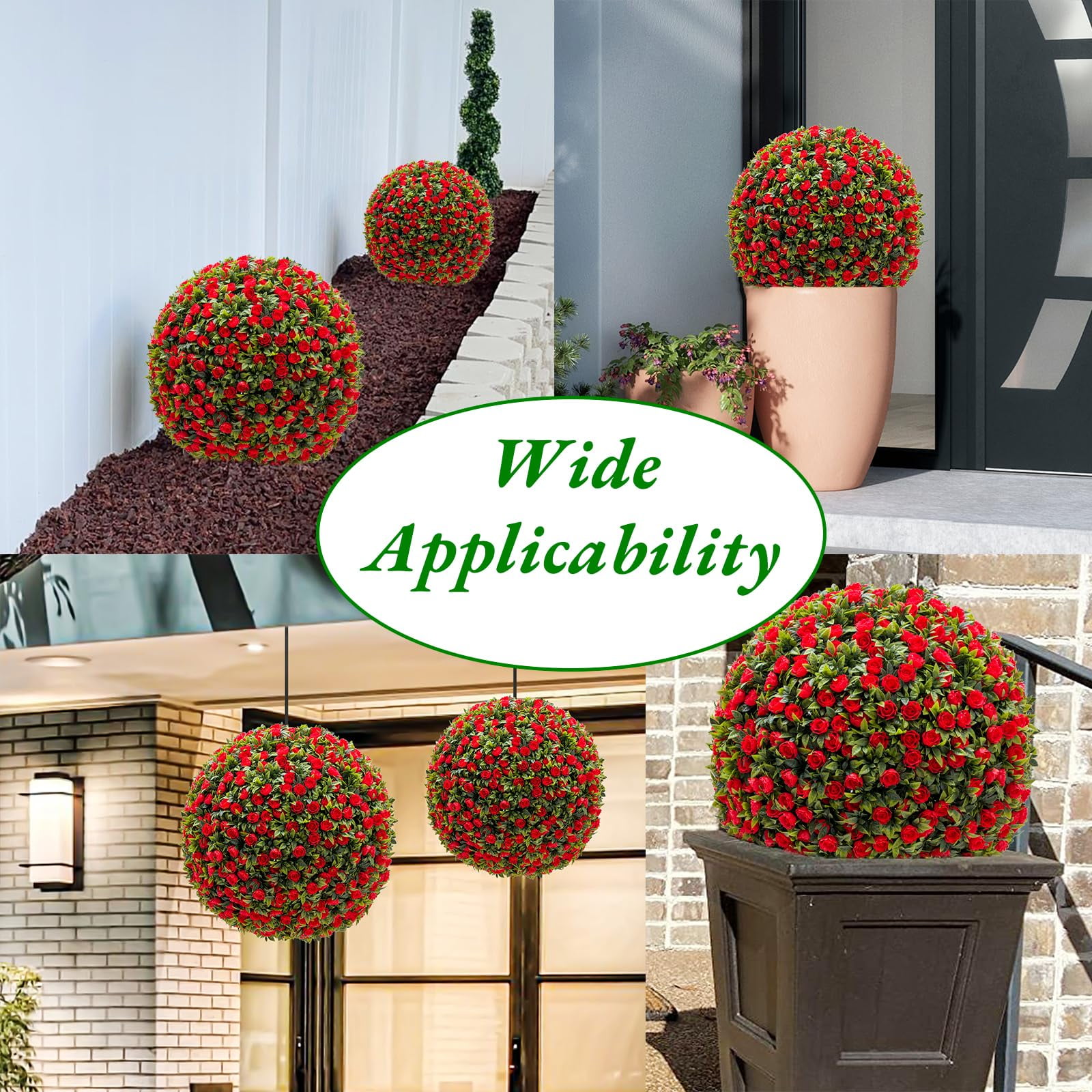 2 PCS 15/17/21 inch Artificial Plant Topiary Ball,Flower Topiary Ball Decorative Balls for Backyard,Balcony,Garden,Wedding and Home Décor