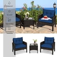 thumbnail image 4 of Gymax 3PCS Rattan Patio Conversation Furniture Set Yard Outdoor w/ Navy Cushions, 4 of 10