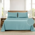 thumbnail image 3 of Mainstays Super Soft Brushed Microfiber Bed Sheet Set, Blue Cameo Embossed Stripe, Queen, 4 Piece, 3 of 13
