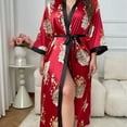 thumbnail image 4 of WTOBBY Women's Plus Size Nightwear Robe Flowy Comfortable Kimono Cover-Up for Loungewear and Sleepwear,Red 3XL, 4 of 6