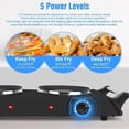 thumbnail image 3 of Double Countertop Burner, 2000W Electric Hot Plate and Stove with 5 Temperature Controls, Portable Lightweight Burner Cooktop for Cooking, Dorms, Apartments, RV, Compatible Cookware, Black, 3 of 10