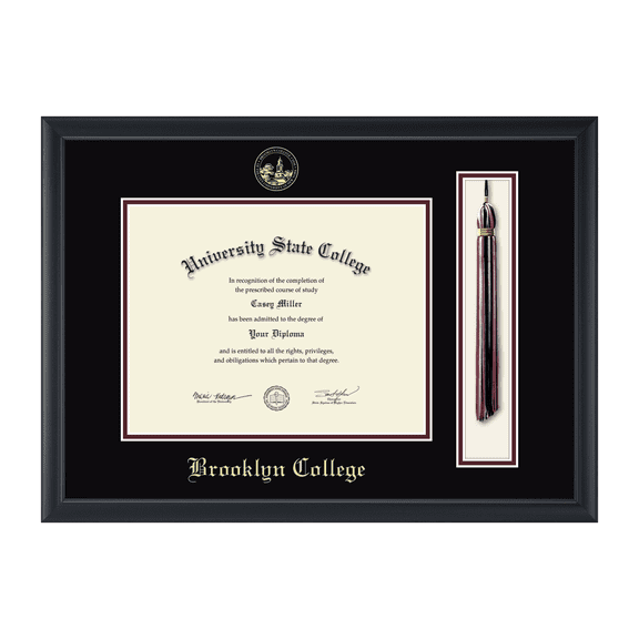 Framerly - Brooklyn Tassel Diploma Frame with Black and Maroon Mat
