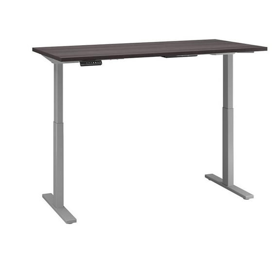 Pemberly Row 72W x 30D Adjustable Desk in Storm Gray - Engineered Wood