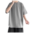 thumbnail image 3 of Mens White T Shirts 3xl Short/long Sleeve Big & Tall Stretch Active Fit Gym Apparel Loose Fit Solid Color Round Neck Casual Summer Outdoor Basic Tee Tops, 3 of 5