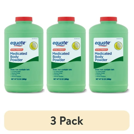 (3 pack) Equate Extra Strength Medicated Body Powder, Eucalyptus Scent, 10 oz, Compare to Gold Bond® Extra Strength Medicated Body Powder Active Ingredient