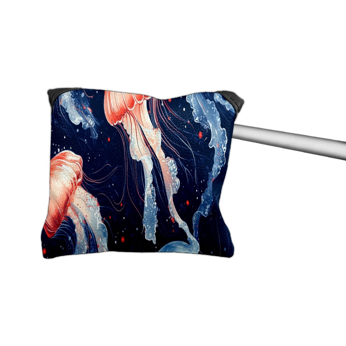 Golf Mallet Putter Cover Premium Leather Waterproof Golf Putter Head Cover with Magnetic Closure Red Jellyfish