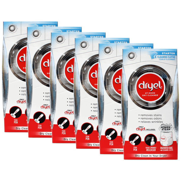 Dryel at Home Dry Fabric Cleaner Starter Kit with 4 Cleaning Cloths and Patented Bag Each, Pack