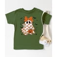 thumbnail image 4 of Girly Ghost & Orange Bow Shirt for Kids and Toddlers Cute Halloween Graphic T-Shirt Military Green Shirt 3T, 4 of 5