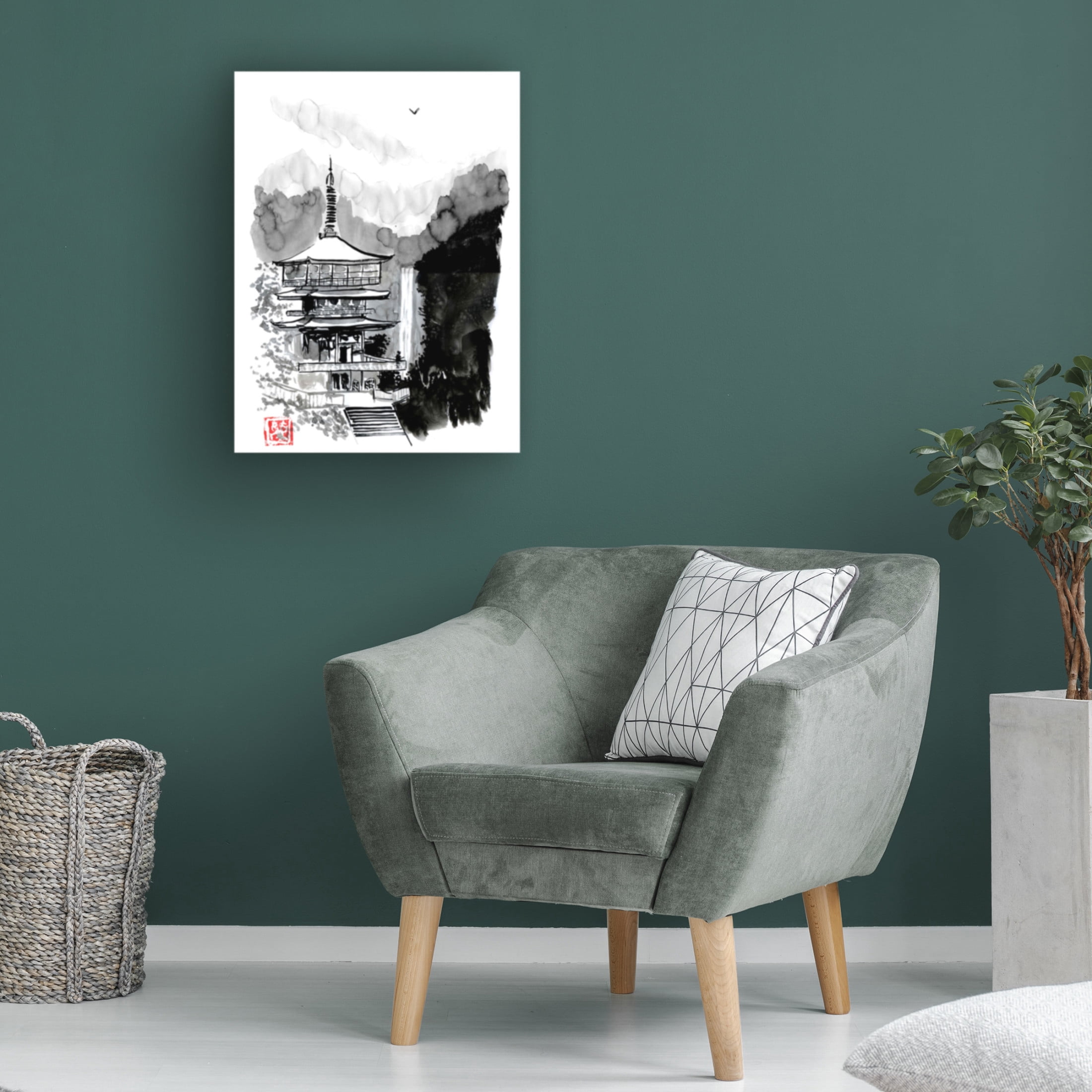 Canvas Wall Art - Pechane 'Pagoda And Fall' Wall Art for Living Room, Bedroom, or Office Décor by Trademark Fine Art - 24 x 32 Inches