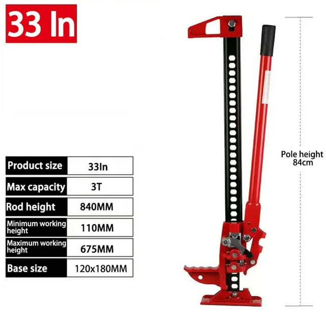 Vérin de Voiture Manuel de 20 /33 Pouces pour Véhicule Tout-Terrain, Barre d'Escalade pour Singe de Voiture, Support de Barre avant, Vérin Tout-Terrain, Lève-Dérailleur, Construction Robuste