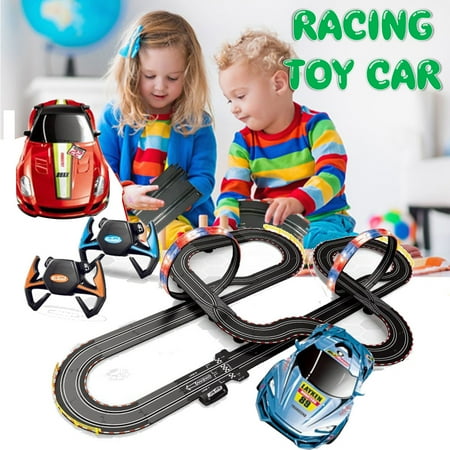 Racing Track Set Cars 2 Toys Loops Electric Slot Cars Race Stunt Loop 2 Controllers Games for