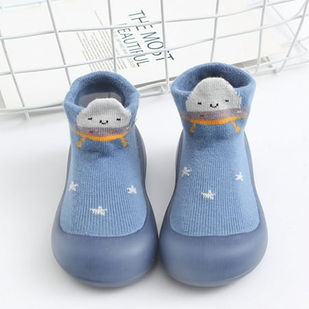 

Sock Shoes Non- Walking Shoes Indoor Warm Knit Soft Sole Rubber Cotton Socks Shoes Floor Socks for Boys Girls 12-18 Months