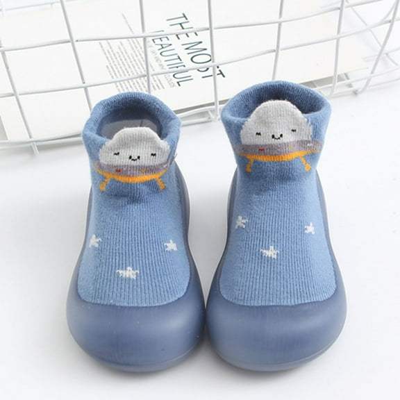 Slipper Socks Non-Skid Baby Grip Socks Walking Shoes Soft Sole Sneakers Cotton Toddler Shoes Baby Prewalker Shoes for Boys Girls 0-6 Months