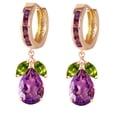 thumbnail image 2 of Galaxy Gold 14k Solid Gold Amethyst Dangle Earrings with Peridots, 2 of 2