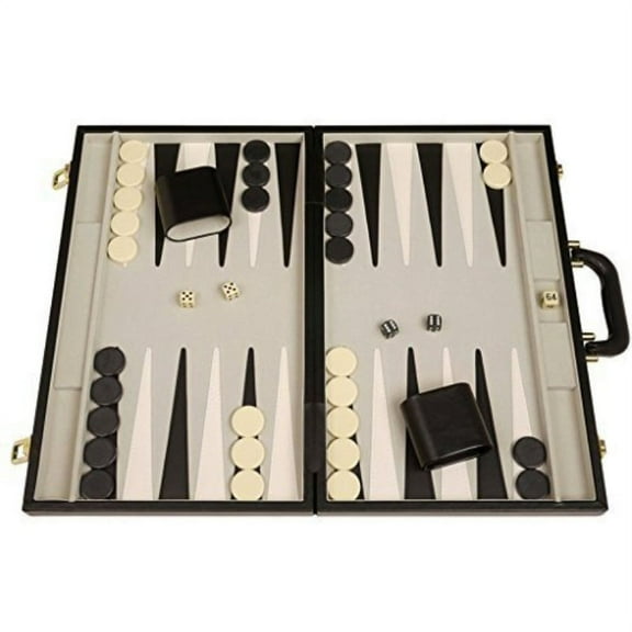Middleton Games Unisex Deluxe Backgammon Board Games, Simulated Leather Black