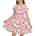 thumbnail image 4 of Ruiwill Dress For Girls Size 9-10 Years Summer Short Sleeve Strawberry Print Crew Neck Outdoor Casual Fashion Girl Dresses Pink, 4 of 6