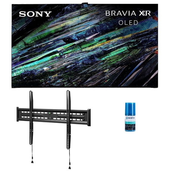 Sony XR77A95L 77 Inch QD-OLED 4K UHD Smart Google TV with AI Upscaling with a Walts TV FIXED-MOUNT-43-90 TV Mount for 43 Inch-90 Inch Compatible TV's and Walts HDTV Screen Cleaner Kit (2023)