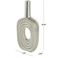 thumbnail image 3 of DecMode 16" Nautical Circular Silver Aluminum Metal Vase with Linear Etchings, 3 of 10