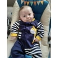 thumbnail image 2 of Newborn Baby Boy Clothes Giraffe Style Romper Long Sleeve Stripe Jumpsuits Blue 3-6 Months, 2 of 6