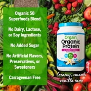 Orgain Organic Vegan 21g Protein + 50 Superfoods Powder, Plant Based Shake Drink, Vanilla Bean 2.02lb