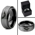 thumbnail image 4 of Tungsten Bat Spread Wings Band Ring 8mm Men Women Comfort Fit Black Step Bevel Edge Brushed Gray Polished, 4 of 4