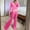 Pink women's two piece hoodie set a1, variant on Cagogo Women's 2 Piece Hoodie Set V Neck Long Sleeve Wide Leg Pants Casual Solid Basic Lounge Outfits Cozy Tops Flowy Bottom Matching Sets Travel Clothes, Army Green 2XL