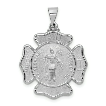 Gold Saint Florian Medal 14k White Gold Saint Florian Badge Medal Pendant Charm Necklace Penant Religious Patron St Gifts For Women For Her ()