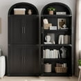 thumbnail image 4 of Arched Cabinet 71.6" Tall Kitchen Pantry, Farmhouse Storage Cabinet, Large Bookshelf with Doors, Arched Bookcase with Cabinets, 5 Tier Kitchen Cabinets for Dining Room，Black, 4 of 7