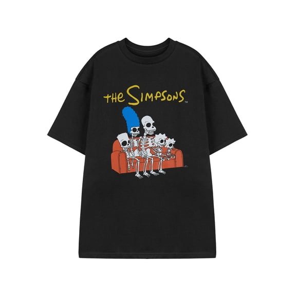 The Simpsons Skeleton Couch Mens Black Short Sleeved T-Shirt | L | Made by Vanilla Underground