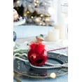 thumbnail image 7 of A&B Home Set of 6 Red Flocked Glass Orb Hanging Ornaments with Feather Accent 3.9" x 3.9" x 3.9", 7 of 7