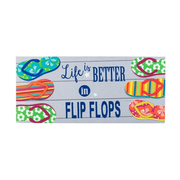 Evergreen,Sassafras Mat Set,Sassafras Switch Mat Size: 22"W x 10"H, Black Scroll Sassafras Mat Tray: 30"W x 18"H, Life Is Better in Flip Flops