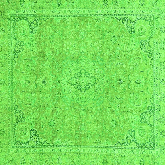 Ahgly Company Indoor Square Abstract Green Modern Area Rugs, 3' Square