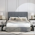 thumbnail image 6 of Homfa Queen Size 4 Storage Drawers Bed Frame, Square Tufted Upholstered Platform Bed with Adjustable Headboard, Light Grey, 6 of 9
