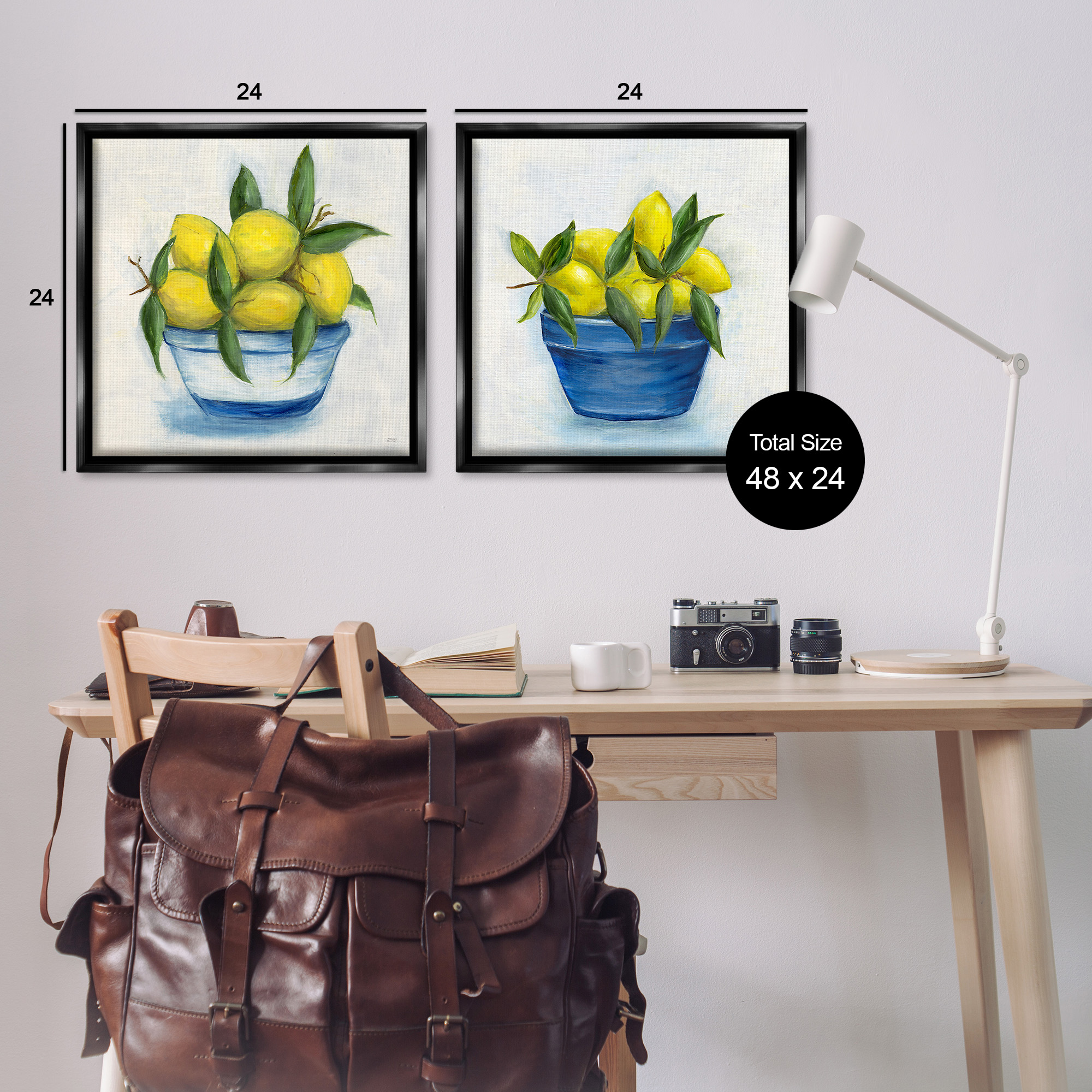 Stupell Industries Traditional Lemon Bowls Food & Beverage Painting Black Floater Framed Canvas Art Print Wall Art, 25 x 25, Set of 2