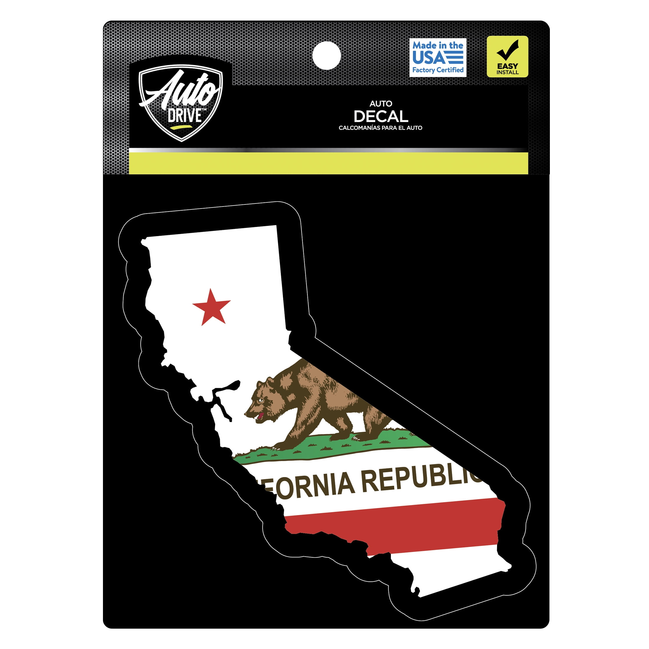 Auto Drive California State Vinyl Automotive Decal, Multicolor, 5” x 5.75”