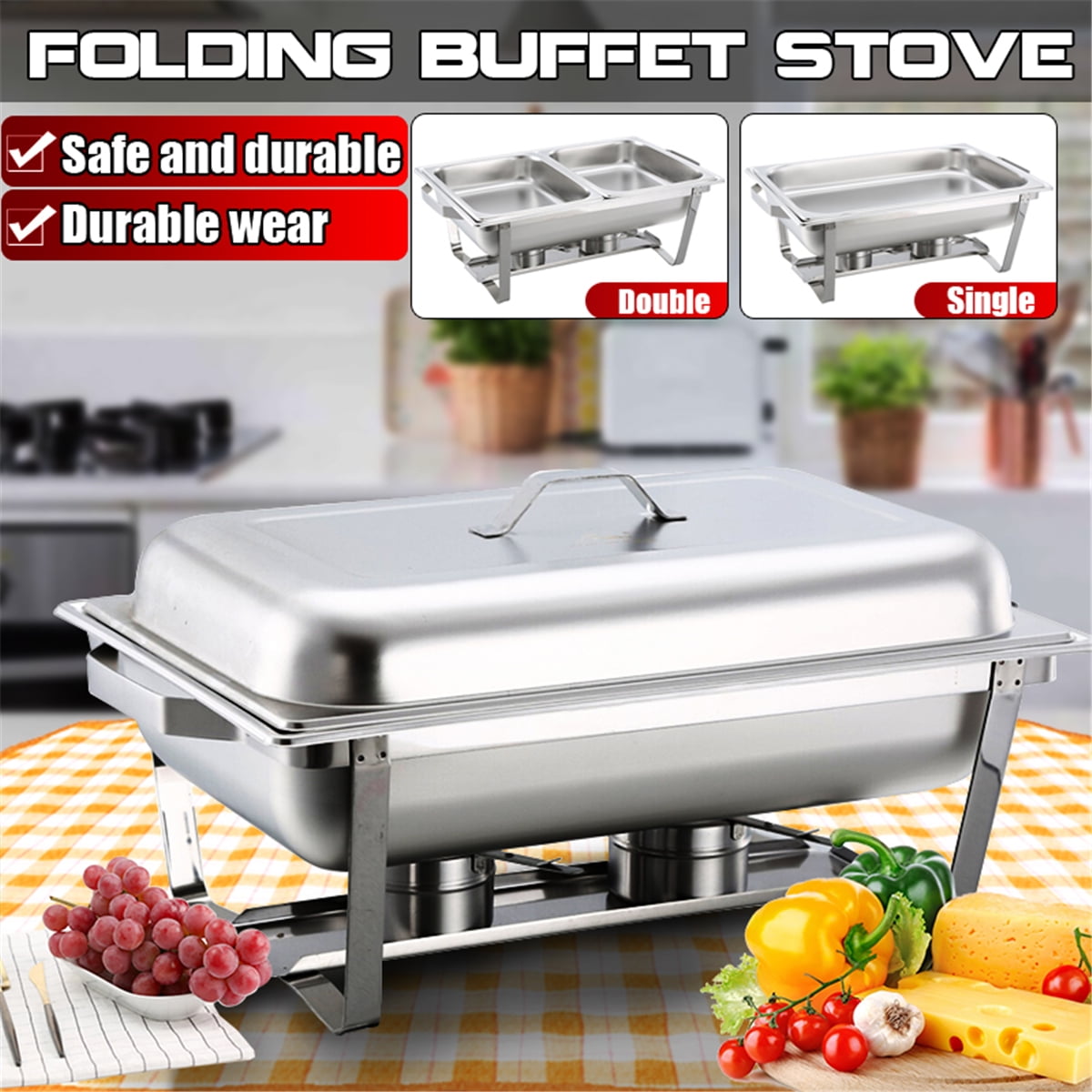 Stainless Steel Buffet Stoves Food Warmer Chafing Dish Tray Buffet