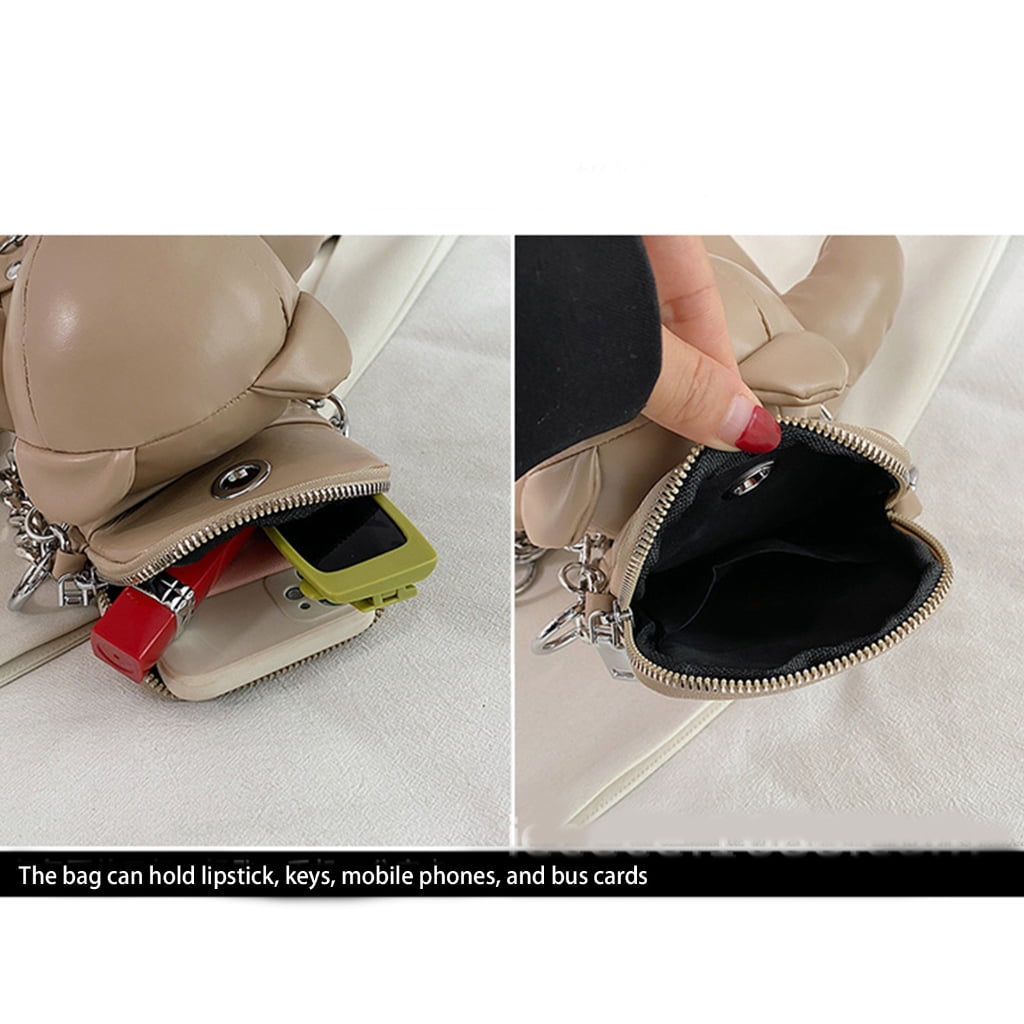 ZPAQI PU Leather Phone Sleeve with Chain Cute Bear Shape Purse Small Crossbody Bag