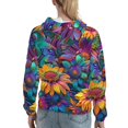 thumbnail image 7 of Daiia Psychedelic Sunflowers Pattern Women's Fashion Hoodies & Sweatshirts with Kangaroo Pocket Hooded Sweatshirt with Eye-catching Drawstrings-X-Large, 7 of 7