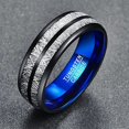 thumbnail image 4 of 8mm Tungsten Rings for Men Women Blue and Black Imitated Meteorite Wedding Band Domed Style Comfort Fit Size 7-12, 4 of 6
