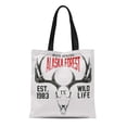 thumbnail image 1 of SIDONKU Canvas Tote Bag Brown Anatomy Mascot Vintage Doodle Deer Skull Antler Reusable Shoulder Grocery Shopping Bags Handbag, 1 of 1