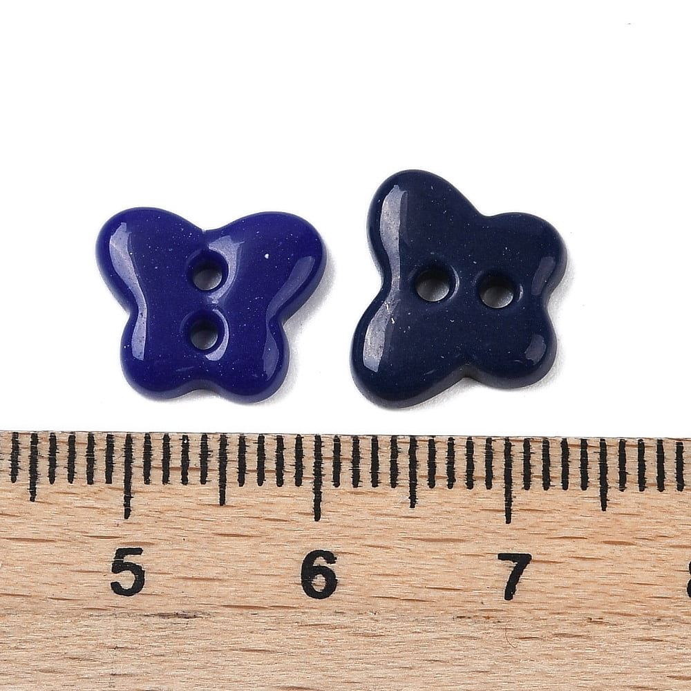 2-Hole Glass Buttons Butterfly Mixed Color 10.5-11x12.5-13x2.5-3mm Hole: 1.6mm