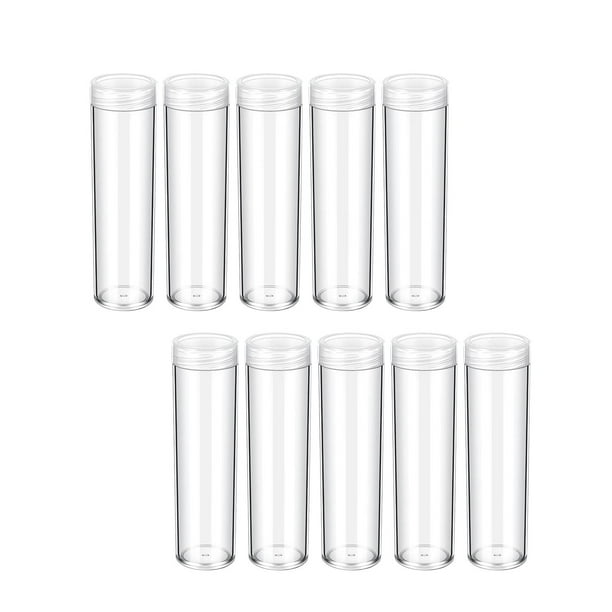 10 Uds. de tubos para monedas transparentes, funda protectora para monedas, redondo, organizador de monedas, contenedor de monedas resistente con tapa 2225 mm