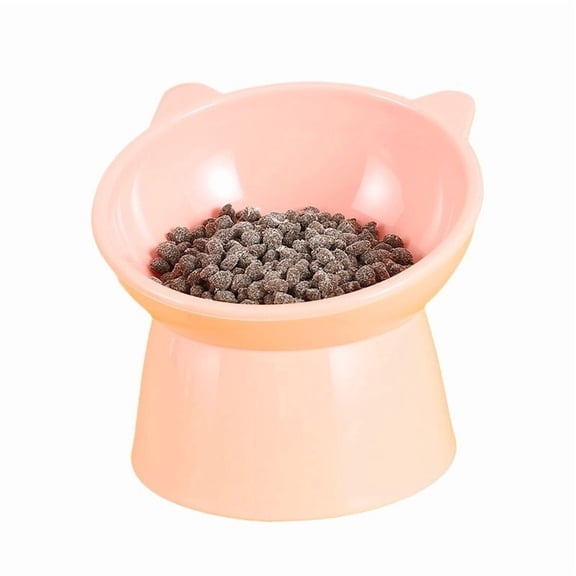 Byujiro Tilted Elevated Cat Bowl Non-Slip Anti-Tipping Plastic Pet Feeding Bowl Neck-Friendly Design for Cats & Small Dogs, Whisker-Friendly Wide Dish, Easy-Clean & Durable